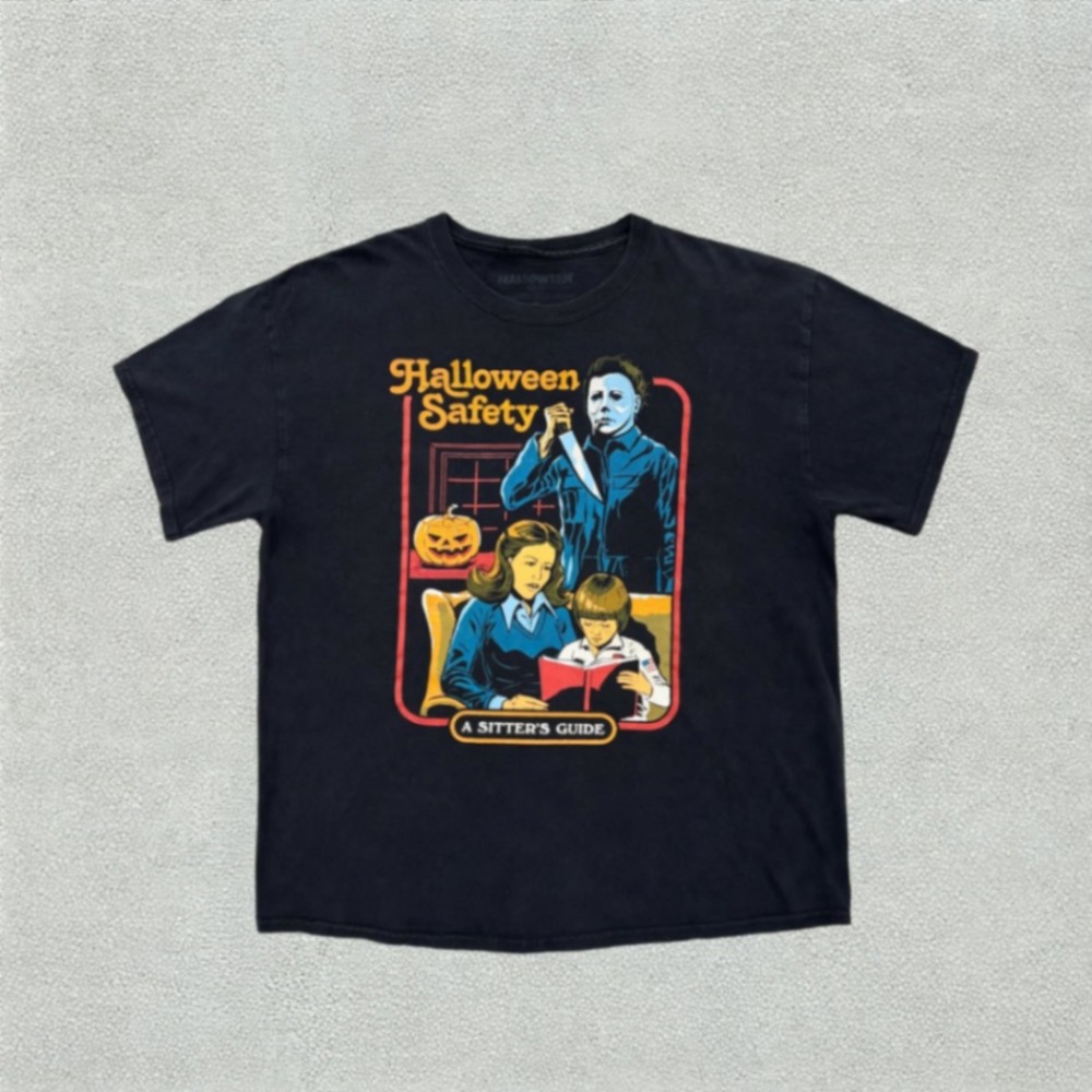 Halloween Michael Myers T Shirt Mens XL Black Sitters Guide Horror Movie Tee